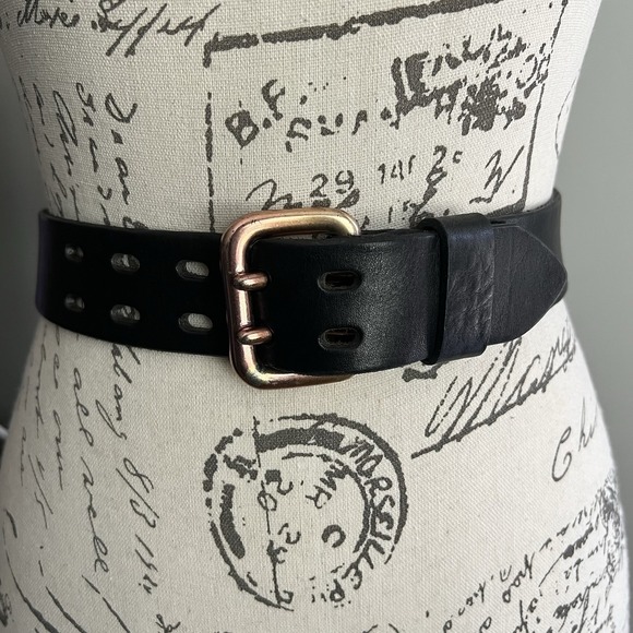 Compagnie Internationale Express Accessories - VTG 90s Compagnie Internationale Express Leather Belt S Black Two Prong Buckle